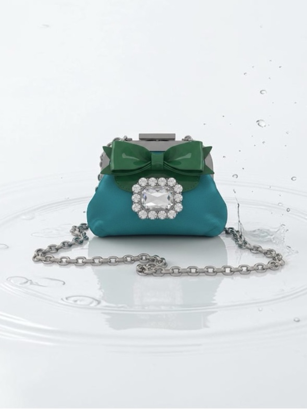 Vintage My flat in London Brighton Bow Teal Mini Crossbody Bag with Crystal